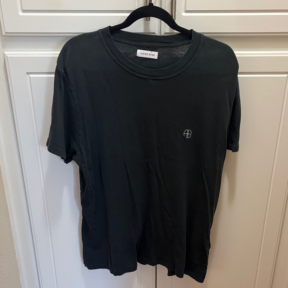 Anine Bing Black Short Sleeve Logo Tee